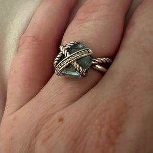 David Yurman Blue Topaz Cable Wrap Ring
